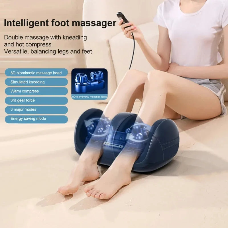 Flozen® Extra-Big Electric Foot & Calf Massager — Shiatsu Kneading, Heat, Bidirectional Rollers