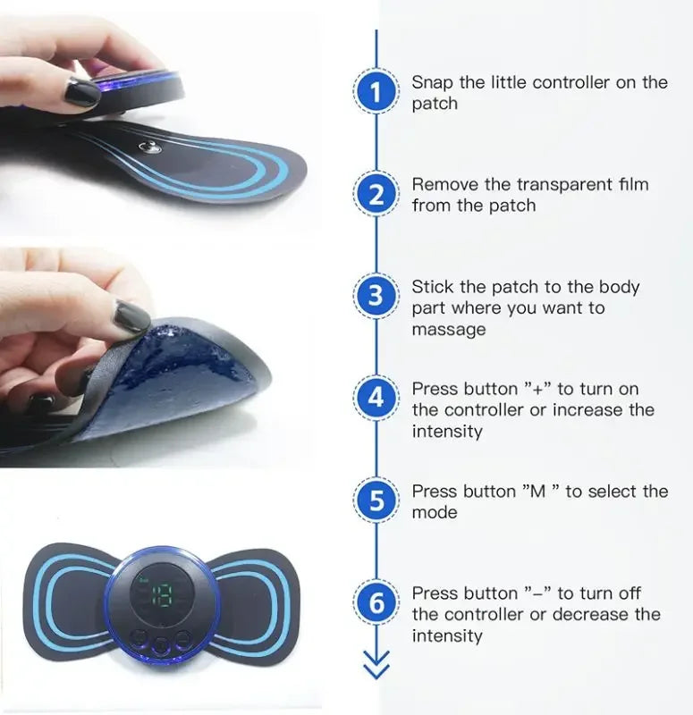 Flozen® Mini Body Massager Patch — Neck, Back, Waist & Arms | 8 Modes, 19 Levels, USB Rechargeable