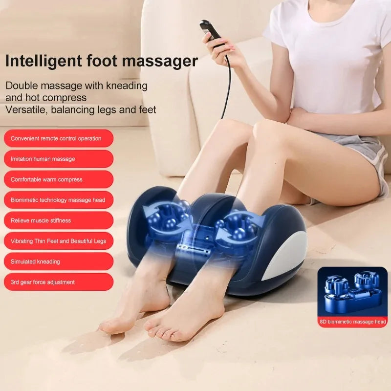 Flozen® Extra-Big Electric Foot & Calf Massager — Shiatsu Kneading, Heat, Bidirectional Rollers