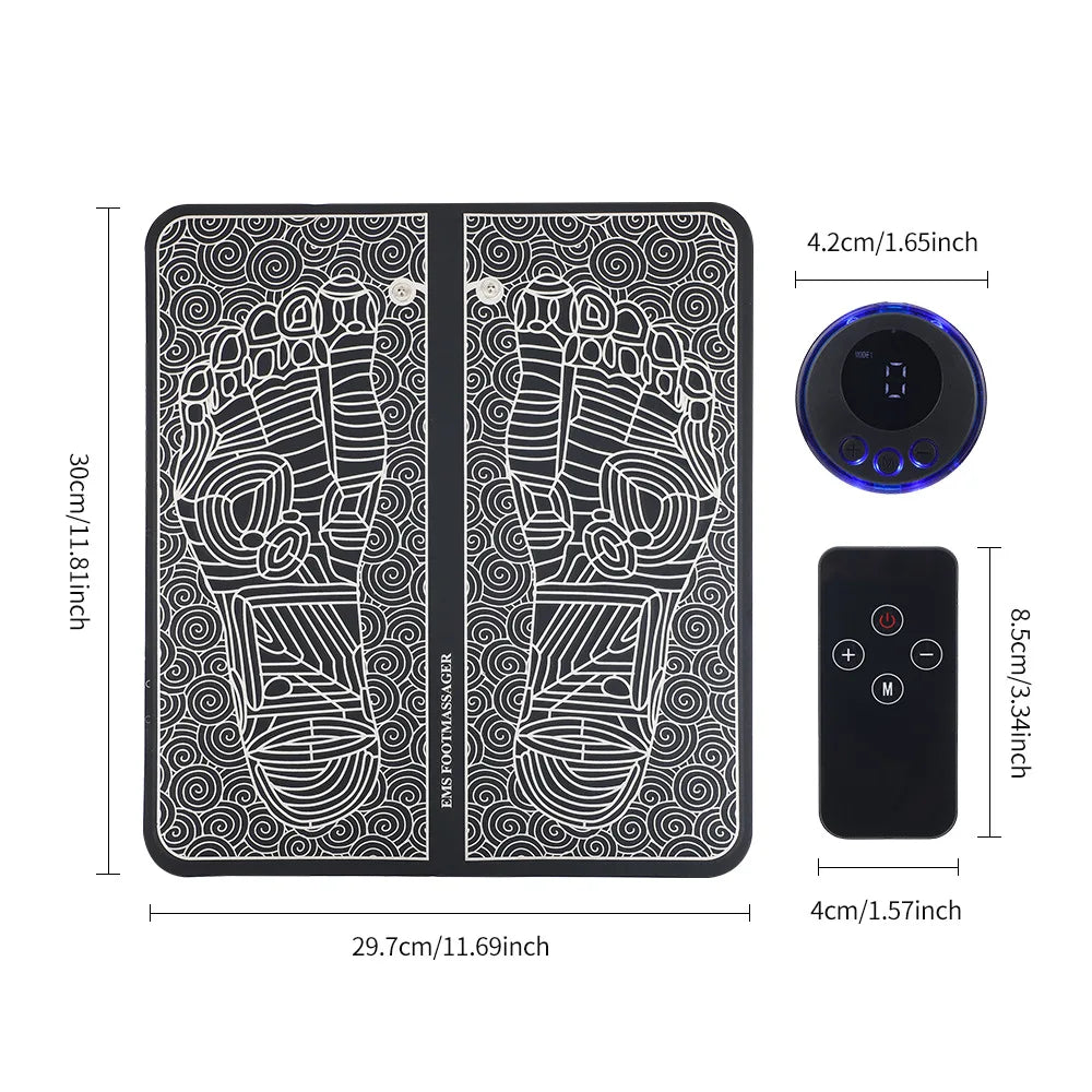 Flozen® EMS Foot Massager Pad — 8 Modes, 19 Levels, Remote, USB-C