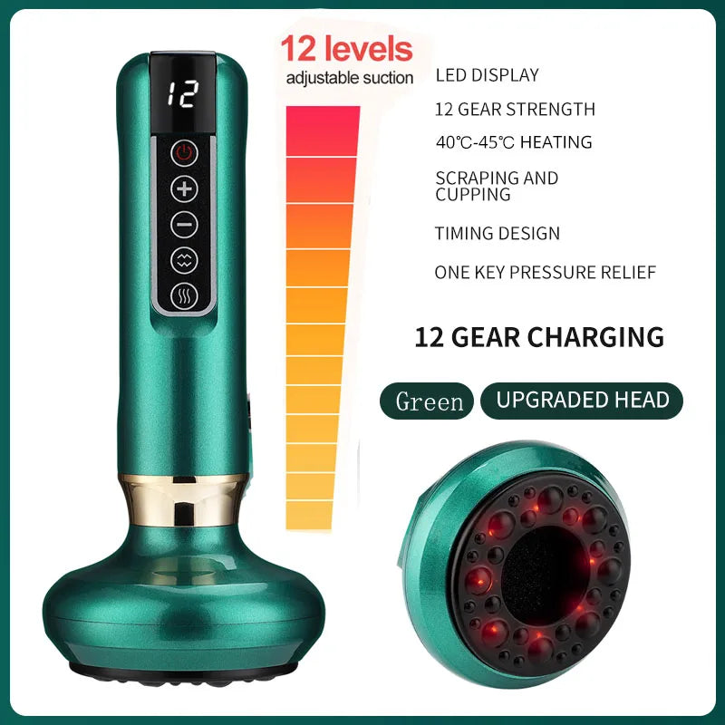 Flozen® Electric Cupping & Gua Sha Massager — 12-Level Heat, One-Touch Release