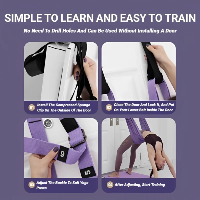 Flozen® Door Aerial Yoga Strap — Adjustable Stretch Trainer, 150 kg